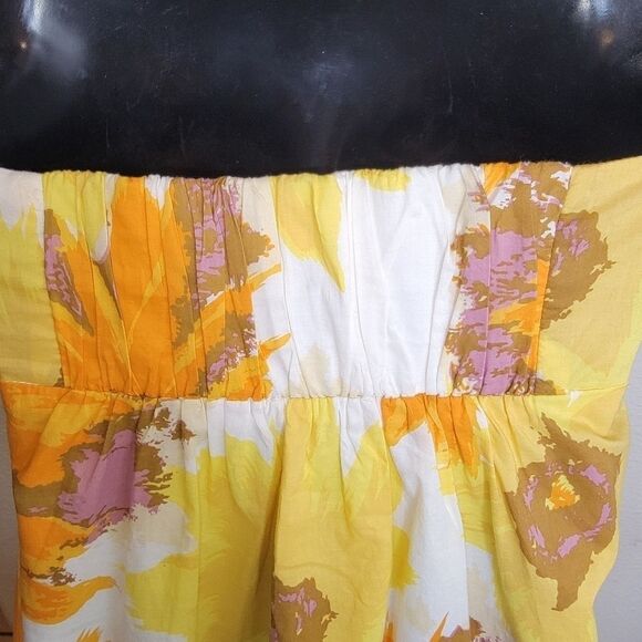 J Crew Floral Strapless Tunic Dress  Yellow mini Size Small - Picture 6 of 7